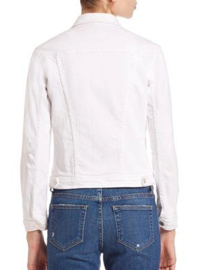 Shop L Agence Celine Slim Distressed Denim Jacket In Blanc Distressed