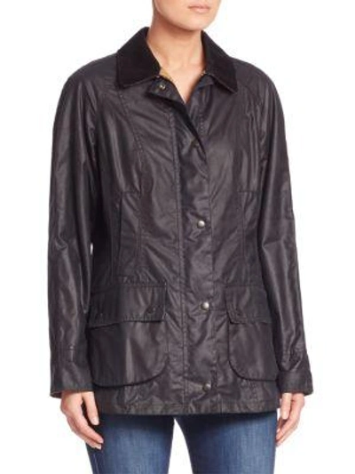 Shop Gucci Beadnell Waxed Cotton Jacket In Navy