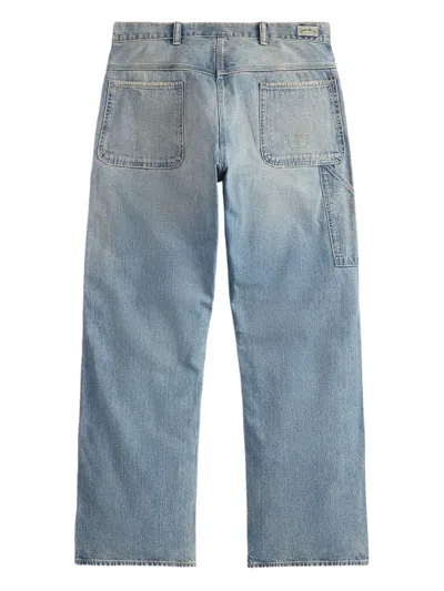 Rrl Patchwork Cotton Jeans In Blue