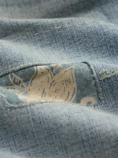 Rrl Patchwork Cotton Jeans In Blue