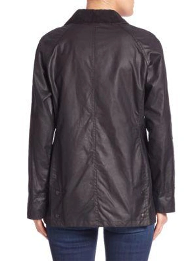 Shop Gucci Beadnell Waxed Cotton Jacket In Navy