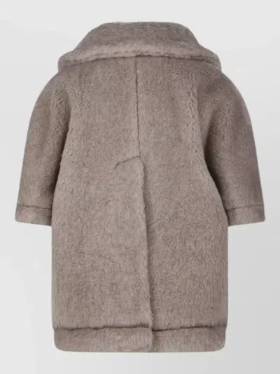 Max Mara Faux Fur Shawl Collar Coat Side Pockets In Neutral