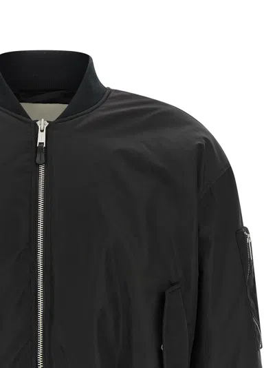 Entire Studios Black Stretch Polyester Blend Bomber Jacket In Black