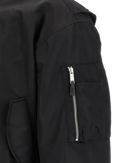 Entire Studios Black Stretch Polyester Blend Bomber Jacket In Black