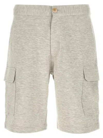 Brunello Cucinelli Grey Solid Shorts In Brown