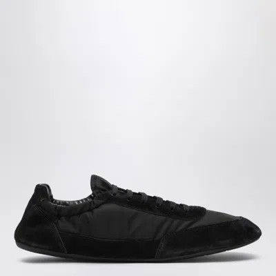 Prada Collapse Re-nylon And Suede Elasticized Sneakers In Black