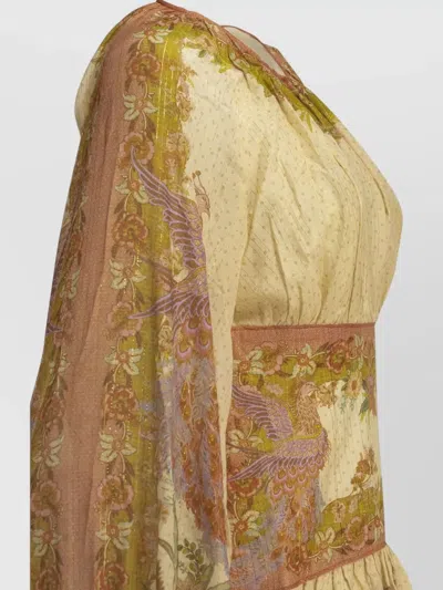 Zimmermann Womens Chartreuse Scarf Floral Indra Floral-print Cotton And Silk-blend Mini Dress Xxs In Multi