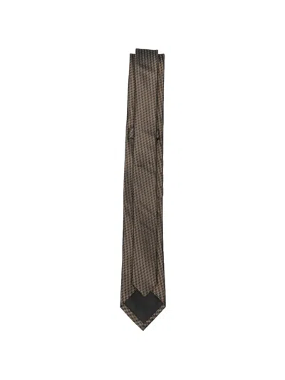 Karl Lagerfeld Houndstooth-pattern Tie In Brown