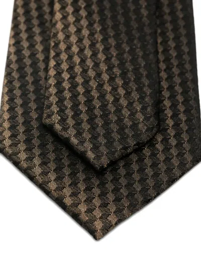 Karl Lagerfeld Houndstooth-pattern Tie In Brown
