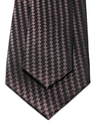 Karl Lagerfeld Houndstooth-pattern Tie In Brown