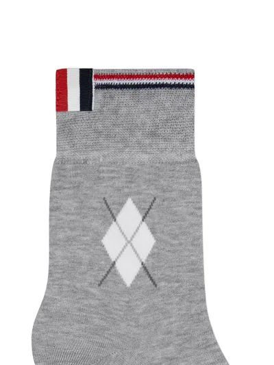 Thom Browne Argyle-pattern Socks In Gray