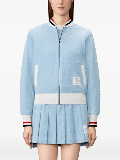 Thom Browne Rwb-stripe Bomber Jacket In Blue