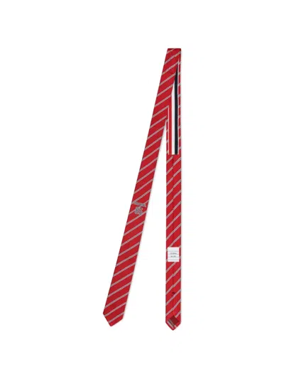 Thom Browne Jacquard Browne 65 Stripe Silk Tie In Red