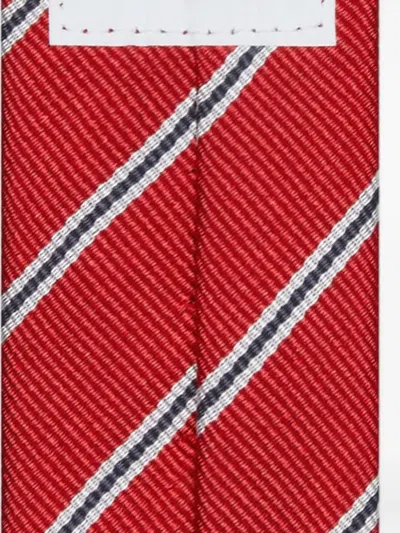 Thom Browne Jacquard Browne 65 Stripe Silk Tie In Red