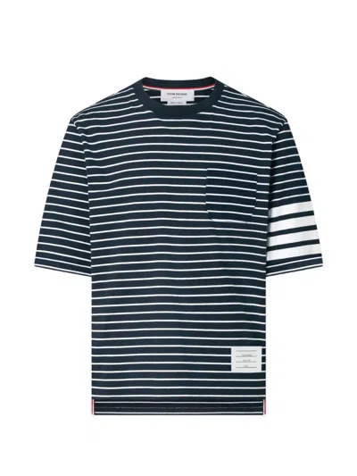 Thom Browne 4-bar Striped Cotton T-shirt In Burgundy
