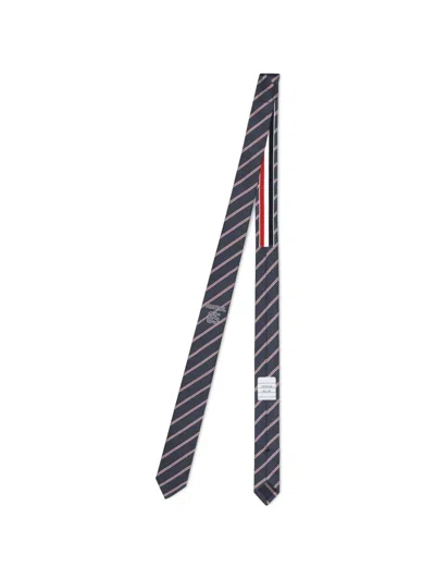 Thom Browne Formal Slim Striped Pattern Neck Ties In Blue