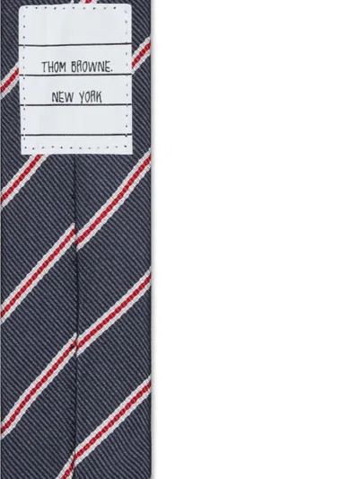 Thom Browne Formal Slim Striped Pattern Neck Ties In Blue