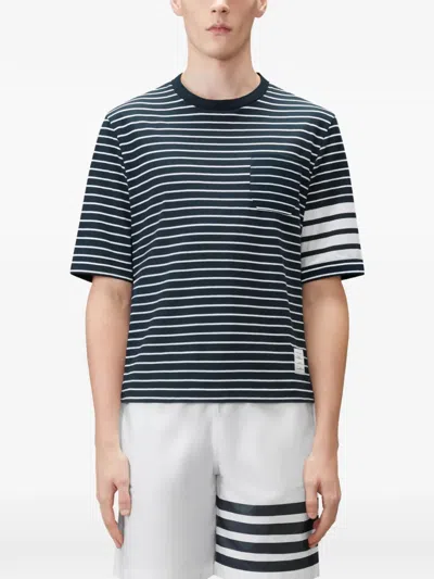 Thom Browne 4-bar Striped Cotton T-shirt In Burgundy