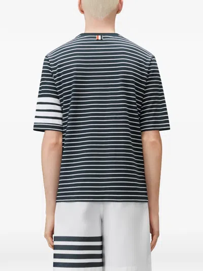 Thom Browne 4-bar Striped Cotton T-shirt In Burgundy
