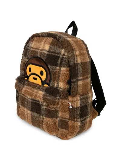 *baby Milo® Store By *a Bathing Ape® Medium Check-pattern Backpack In Brown