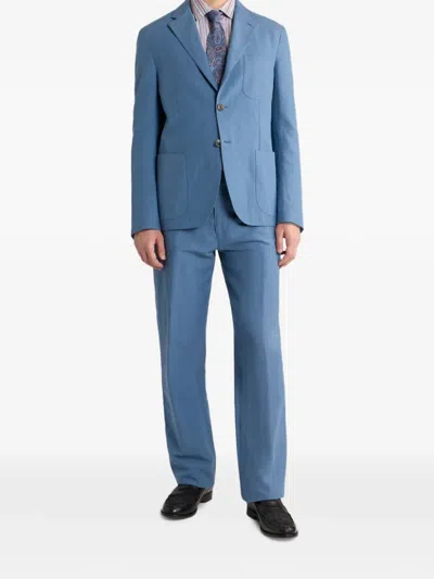 Etro Single-breasted Patch-pocket Blazer In Blue