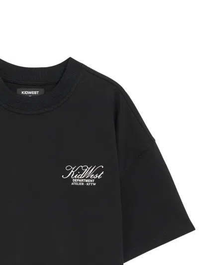 Kidwest Script Logo-print Cotton T-shirt In Black