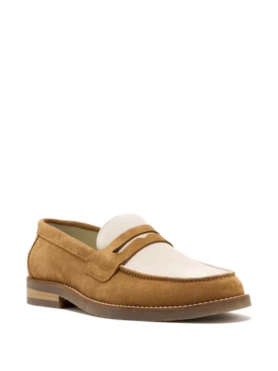 Duke + Dexter Two-tone Penny Loafers In Brown