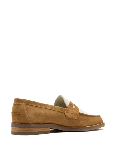 Duke + Dexter Two-tone Penny Loafers In Brown