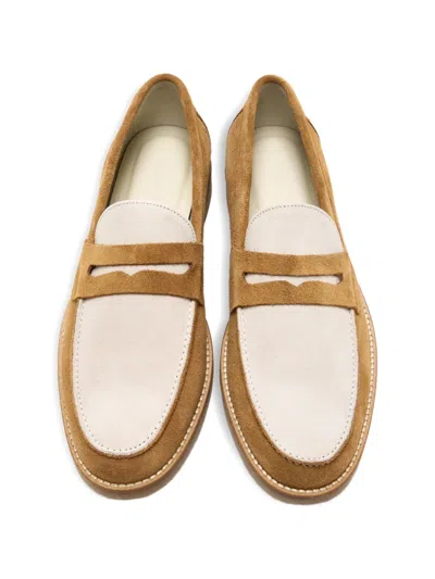 Duke + Dexter Two-tone Penny Loafers In Brown