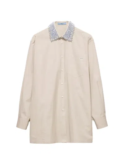 Prada Hemd Aus Popeline In Neutral