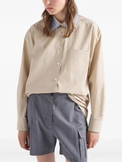 Prada Hemd Aus Popeline In Neutral