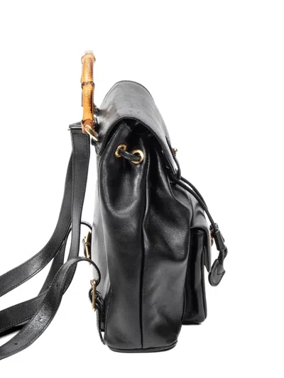 Pre-owned Gucci Mini Bamboo Top Handle Backpack In Black