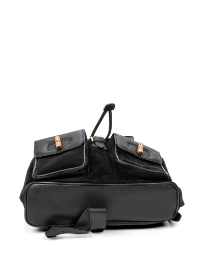 Pre-owned Gucci Bamboo Backpack In Black