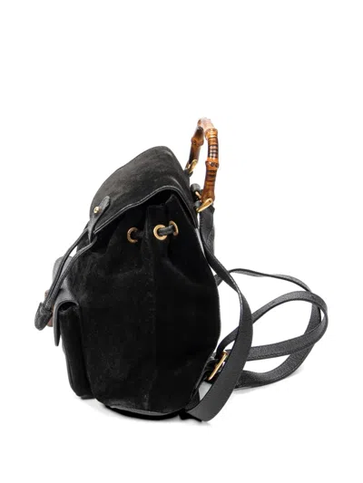 Pre-owned Gucci Bamboo Backpack In Black