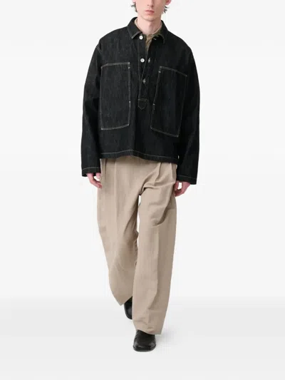 Studio Nicholson Denim Pullover Shirt In Black