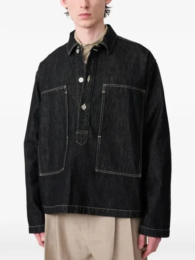Studio Nicholson Denim Pullover Shirt In Black