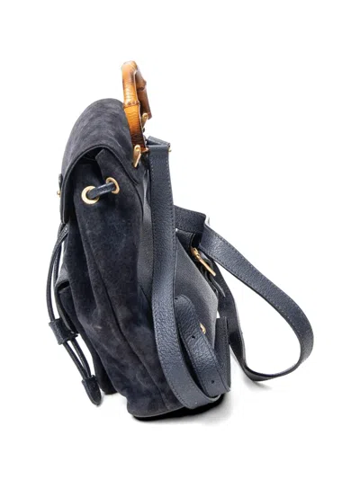 Pre-owned Gucci Bamboo Backpack In Blue
