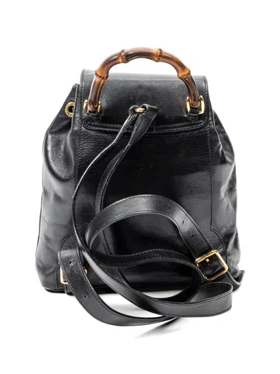 Pre-owned Gucci Mini Bamboo Backpack In Black