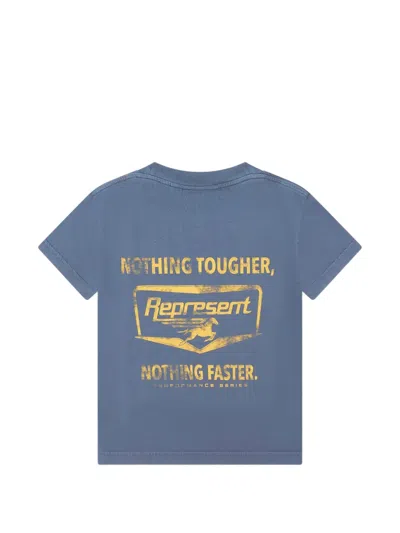Represent Mini Logo-print Cotton T-shirt In Blue
