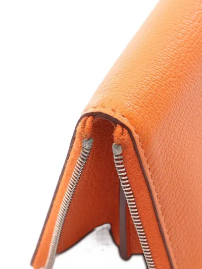 Pre-owned Hermes 2012 Azap Wallet In Orange