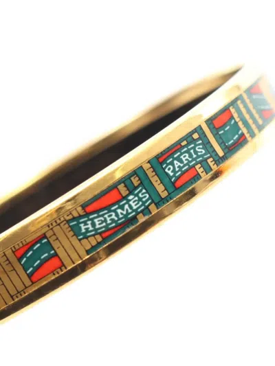 Pre-owned Hermes 2000s Pm Cloisonne Bangle In Gold