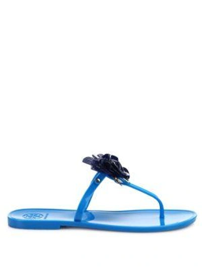 Shop Tory Burch Blossom Jelly Thong Sandals In Brilliant Blue