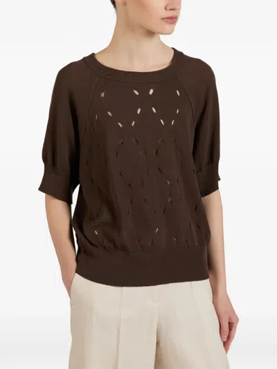 Slowear Diamond-pattern Cotton Sweater In Brown