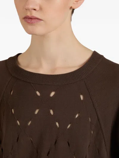 Slowear Diamond-pattern Cotton Sweater In Brown