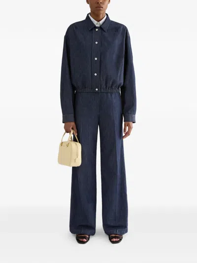 Jil Sander Elasticated-hem Cotton Jacket In Blue