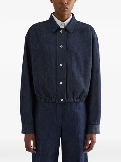 Jil Sander Elasticated-hem Cotton Jacket In Blue