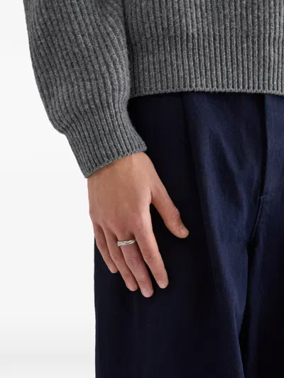 Jil Sander Multi-layer Handcrafted Ring In Metallic