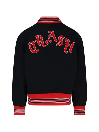 Needles Black Deconstructed Letter Bomber Jacket In Black