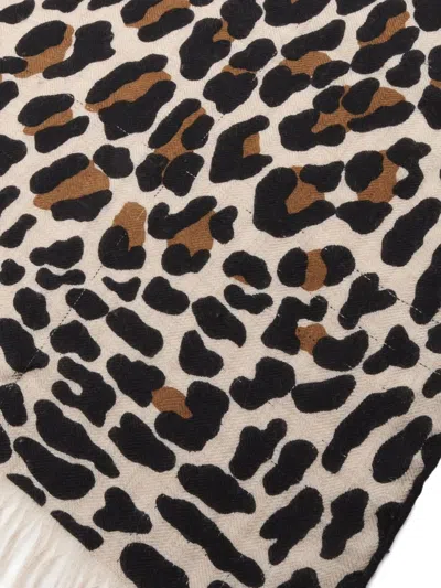 Pre-owned Hermes 2000s Leopard-print Shawl In Neutral