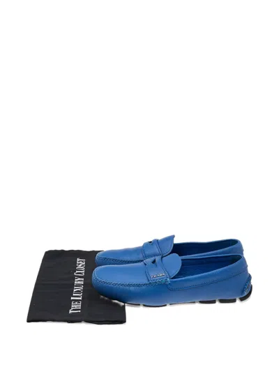Pre-owned Prada Leather Loafers In Blue
